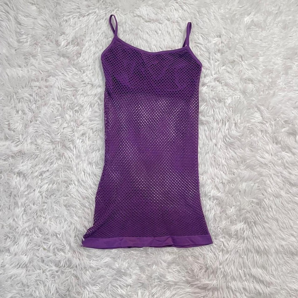 y2k purple fishnet baby doll mini dress/top xs